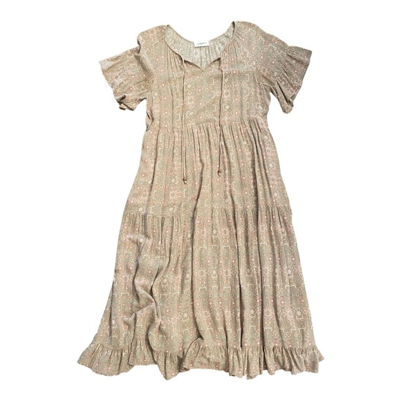 Carly Jean Los Angeles Dresses & Skirts - CARLY JEAN LOS ANGELES Light Sage Green & Blush Pink Printed Maxi Dress